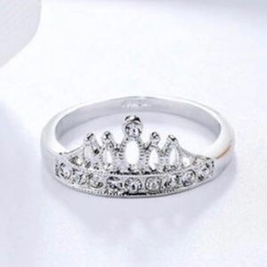 Austrian Crystal Princess Silver Crown Ring